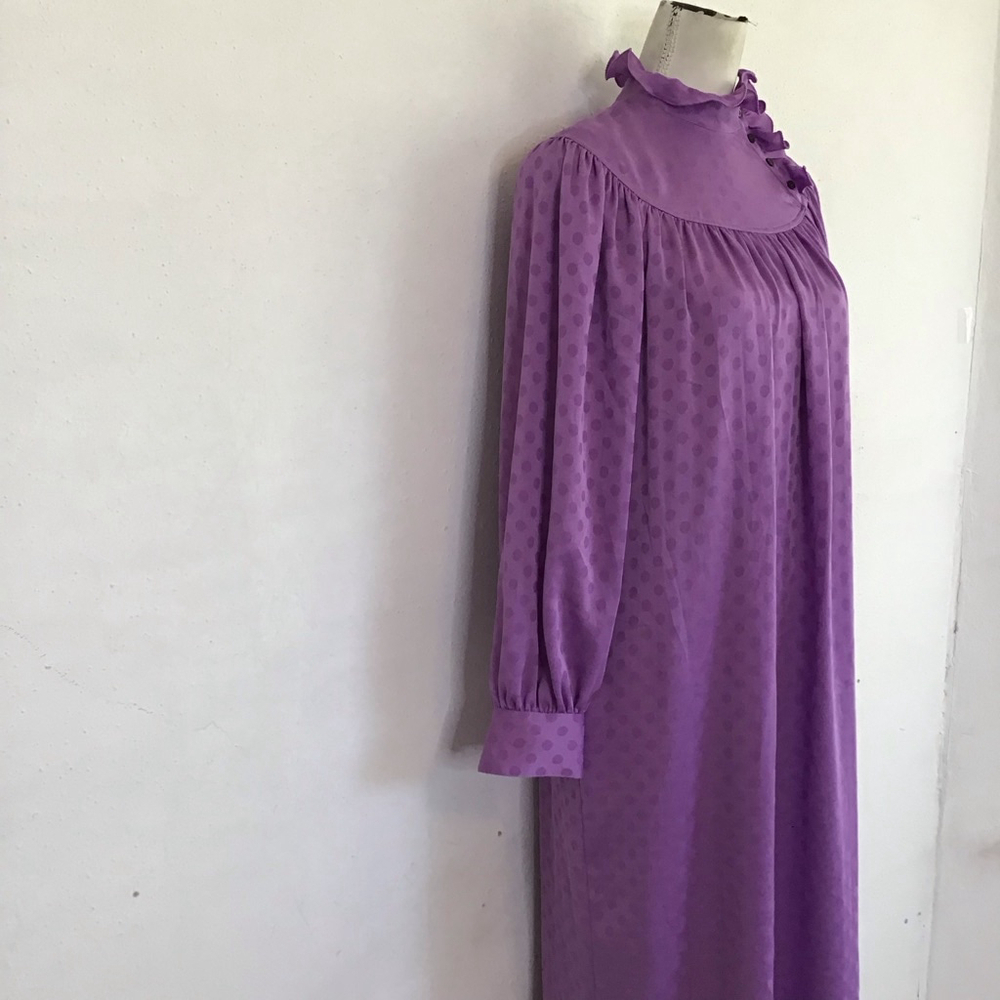 Women's Kate Spade Purple Polka Dot Long Sleeve Dress Size 4 - Picture 4 of 14